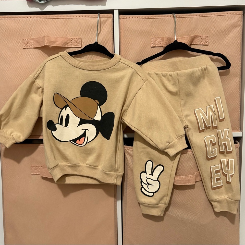 Disney Baby Beige and Black Outfit